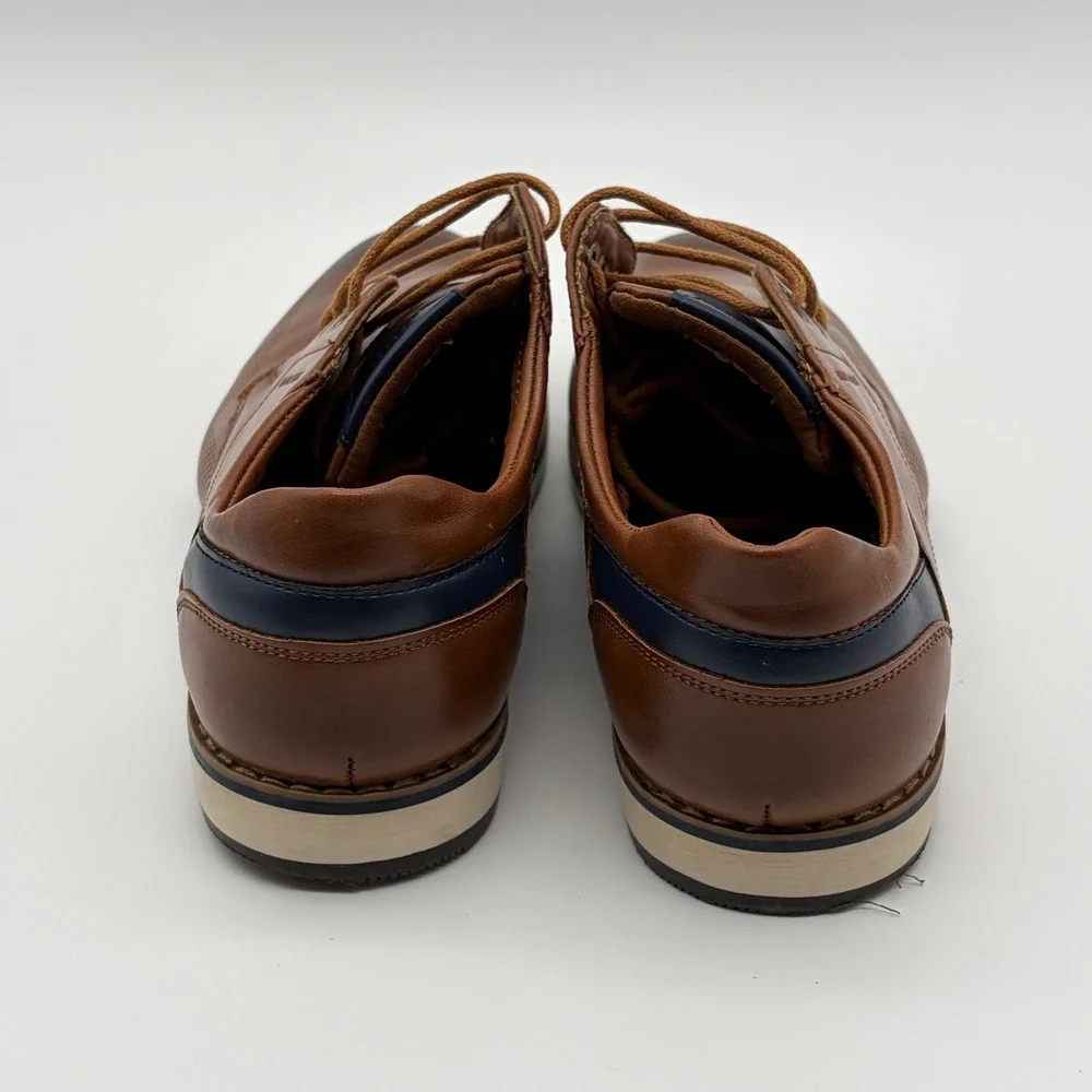 Bruno Marc Boys Tan Brown Navy Lace Up Dress Shoes Oxfords SBOX2332K Size 4
